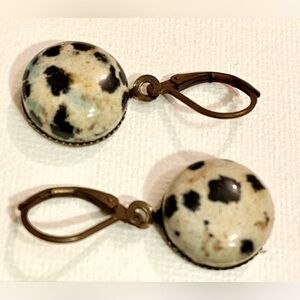 Dalmatian Jasper Bezel Earrings